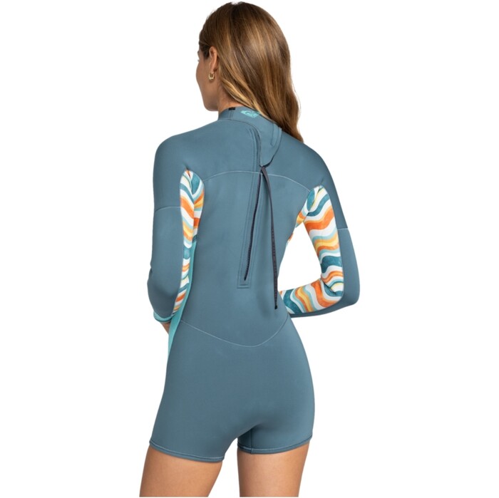 2024 Roxy Womens Swell Series 2mm Long Sleeve Back Zip Shorty Wetsuit ERJW403054 - Starglazer